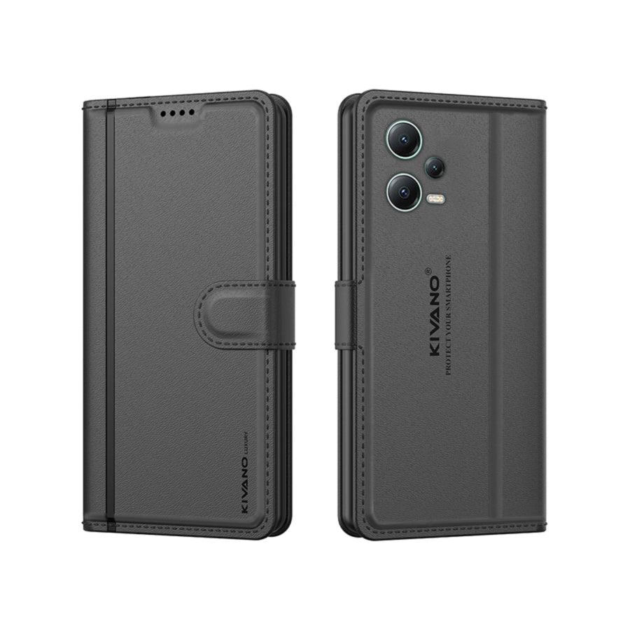 Leather Wallet Case for Xiaomi Redmi Note 12 5G / Poco X5 5G ?Stylish Flip Folio Cover with Card Holder, Stand,-KIVANO LUXE - Aibex